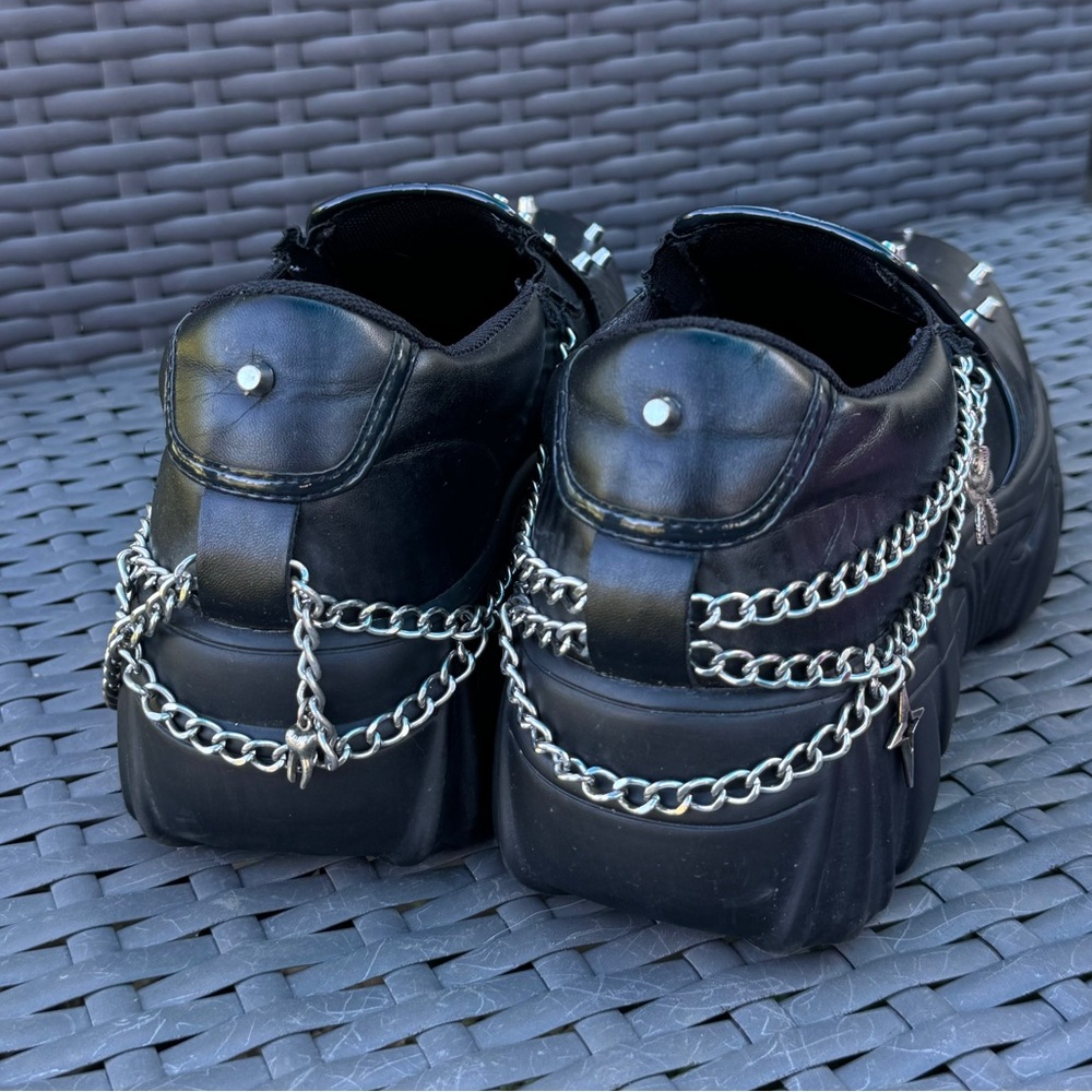 Dolls Kill Koi Black Summoner Stud Slip-On Sneakers View 6